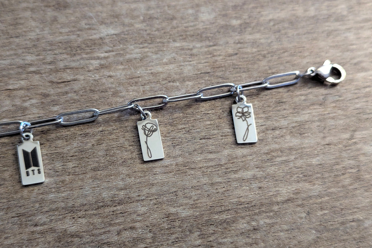 BTS Inspired Charm Bracelet - Love Yourself Flowers