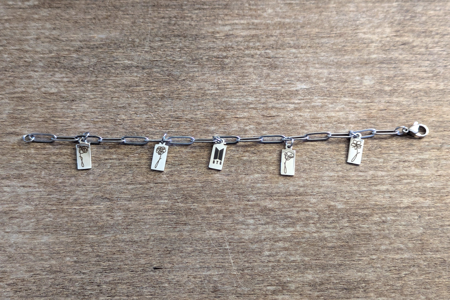 BTS Inspired Charm Bracelet - Love Yourself Flowers