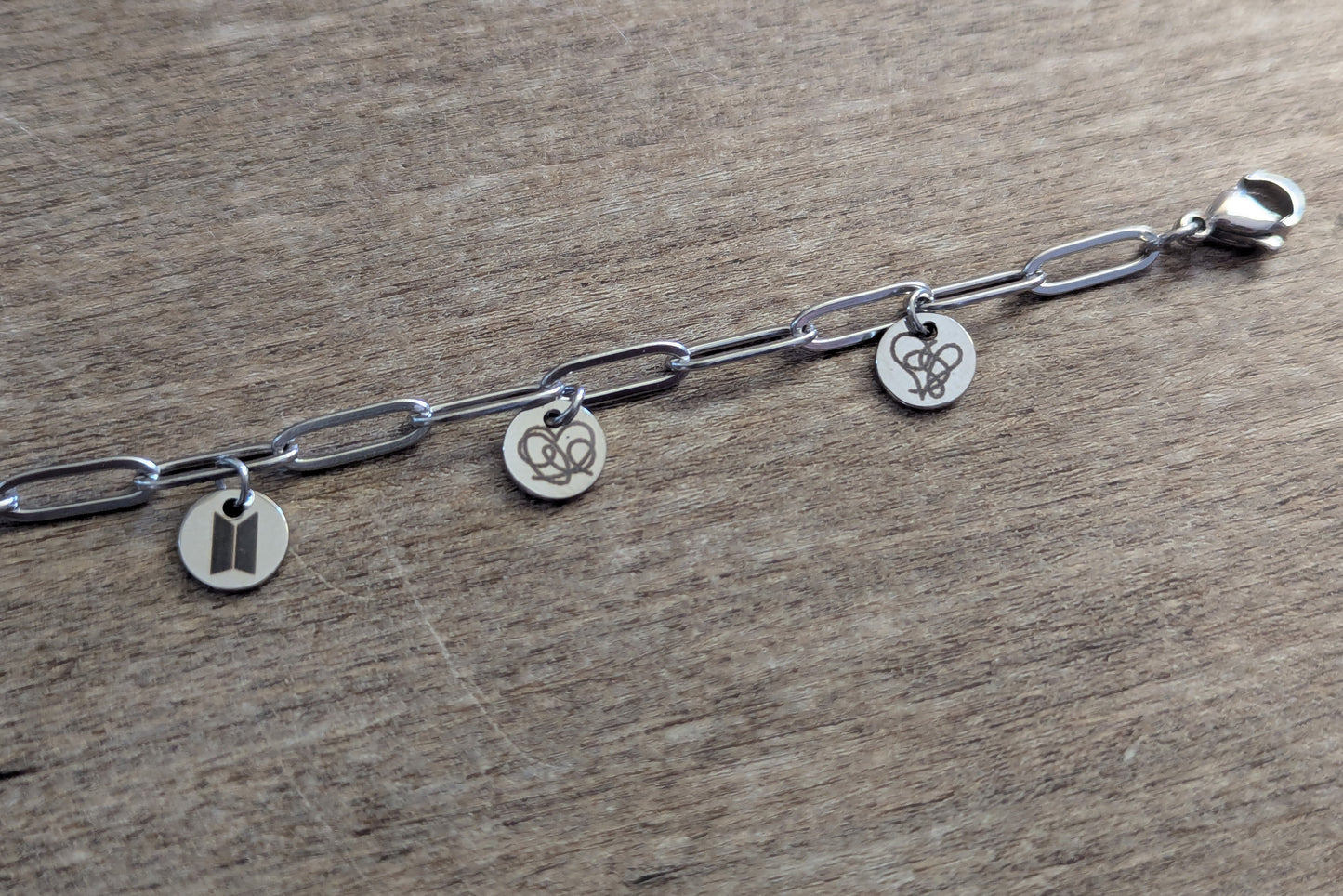 BTS Inspired Charm Bracelet - Love Yourself Hearts