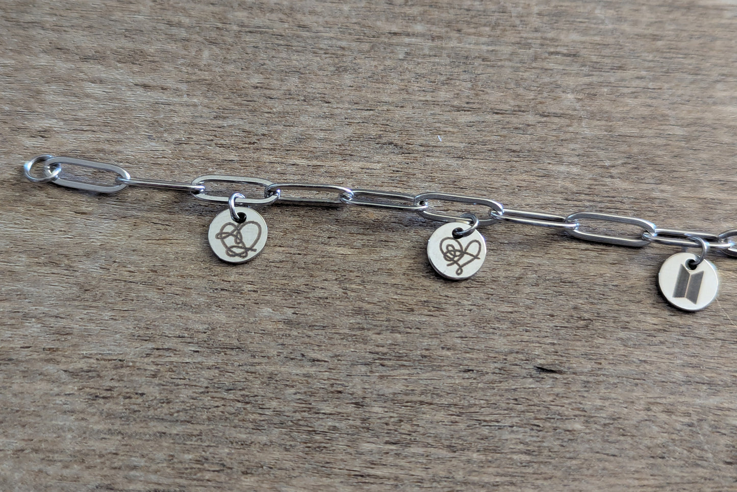 BTS Inspired Charm Bracelet - Love Yourself Hearts