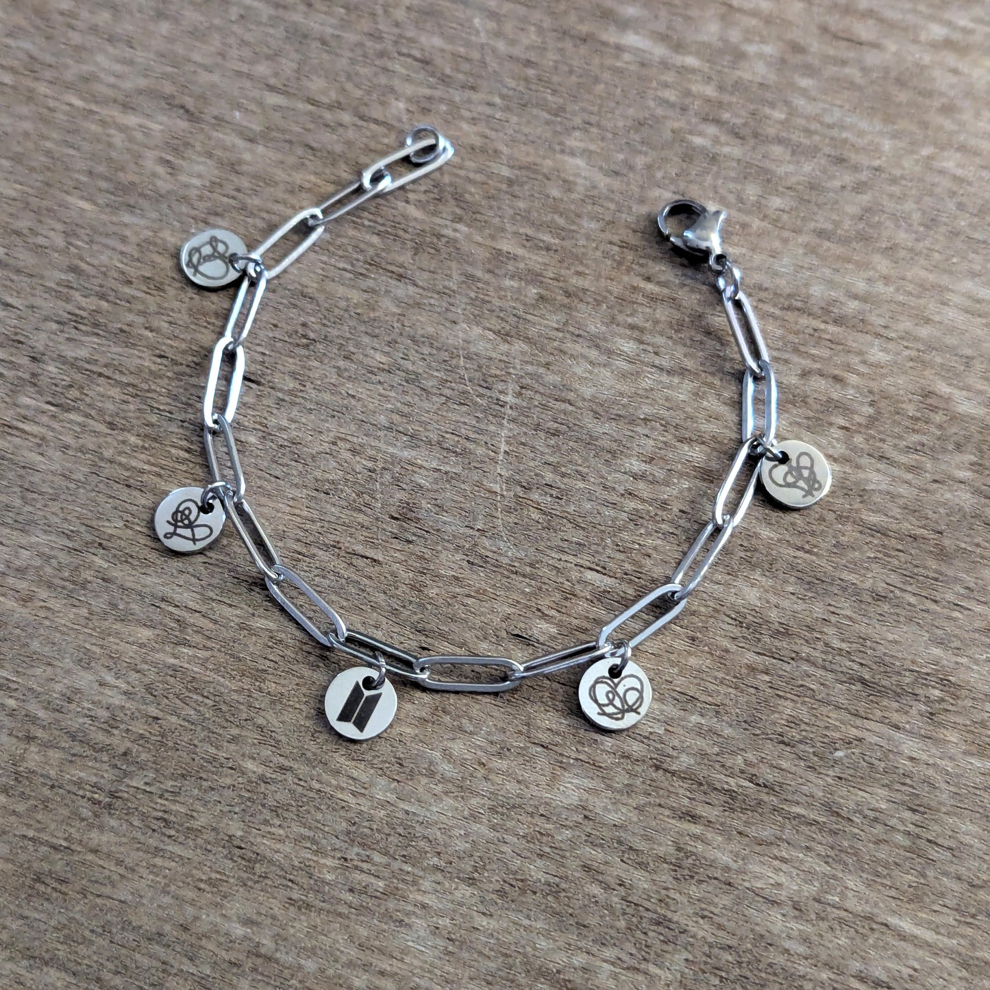 BTS Inspired Charm Bracelet - Love Yourself Hearts